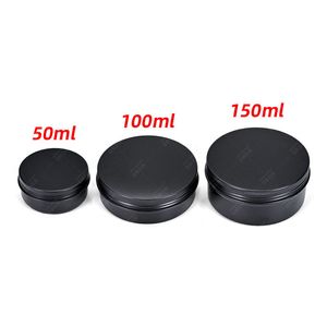 Empty Case Tin Aluminum Circular Black Container Cosmetic Jars Helical Thread Cover Organizers Can Metal Makeup Candy Snacks 2 2mlc C2