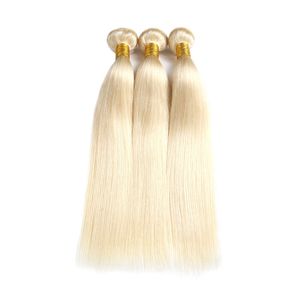 9a Bleach Blonde Color 613 # Brazylijski Prosta Fala Dziewiczy Ludzki Remy Włosy Wiązki Szyć w przedłużaniu włosów