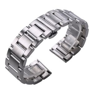 Solid 316L rostfritt stål Watchbands silver 18mm 20mm 22mm Metal Watch Band Rem handledsklockor armband CJ191225238B