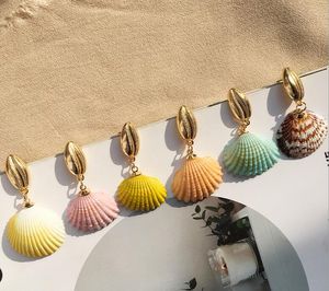 Handmade Shell Dangle Earrings Bohemian Gold Irregular Seashell Conch Earring for Women Girl Lady Beach Holiday Jewelry Gift Wholesale DHL