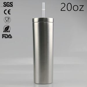 Nowy 20OOZ chudy tumbler ze stali nierdzewnej Prosto Tumbler Podwójna ściana Próżniowa Flask Slim Bublery Podróż Kubek Coffee Cup