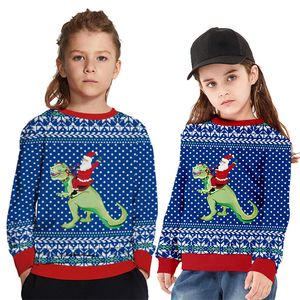2020 Popular Christmas Dinosaur Digital Print Parent-child Casual Sweater European And American Large Sports Baseball Uniform