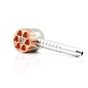 Hot Portal Metal Hookah Fumando tubo de colher pequeno tubo de revólver 6 brotos