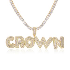 TopBling Hip Hop A-Z Custom Name Pendant Bling T Crystal Cubic Zirconia Letters Necklaces Men Women Gift