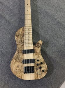 Custom Made 6 Strings Neck Thru Body Electric Bass Guitar Maple Body 24 frets Black Hardware China Made Bass Free Shipping
