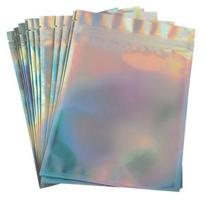 laser color Plastic bag Mylar Aluminum Foil Zipper Bag One side clear Back plastic packing bag Retail Package Jewelry food