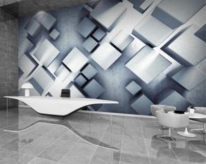 Custom 3D Geometric Wallpaper European Modern Grey Black and White Rectangle Living Room Bedroom Wallcovering HD Bakgrund