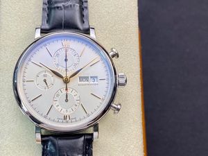 IWCS 42mmx13.5mmクリーンファクトリーZF Luxe Montre de Men's Watch Leather WatchBand折りたたみボタン79320ムーブメントウォッチ多機能