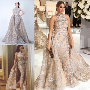 Szampan Srebrny Suknie Ślubne Suknie Ślubne Suknie Osłona Kolumna Halter Neck Bez Rękawów Aplikacja Wedding Gown Robe de Mariée