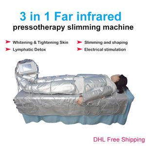 3 in 1 Pressoterapia a infrarossi lontani dimagrante EMS Stimolazione muscolare elettrica Sauna Pressione dell'aria Drenaggio linfatico attrezzatura sottile per il corpo