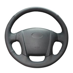 Coprivolante per auto in pelle sintetica nera cucita a mano per Kia Sportage 2 2005 2006 2007 2008 2009 2010 Accessori