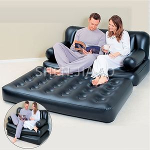 Double Inflatable Sofa Home Thick Air Bed Flocking Outdoor Sofa Multi-function Folding Lazy Sofa Thick Inflatable Bed 1PC