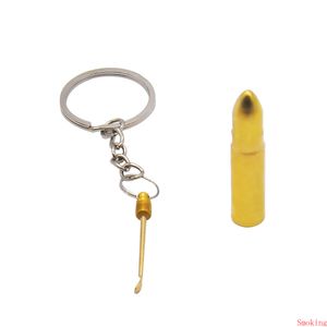 Dabber Dab Wax Tool Bullet 52mm Mini Narzędzia Rigns Metal Waxy Gold Suchy Ziołowa Łyżka Ziołowa Dla Chrapiaka Skafa Palenie Z Keychain