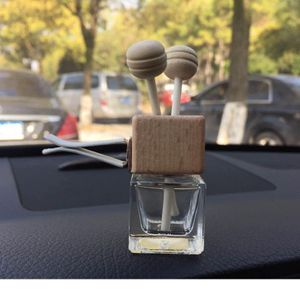 clip Wood 8ML Car Hanging Perfume Rearview Ornament Cube perfume bottle Air Freshener For Essential Oils Diffuser