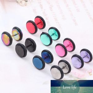 Unisex Stainless steel Fake Ear Plug Tunnel Stretcher Ear Expander Expansion Stud Earrings Cheater piercing jewelry 100Pcs mix colors