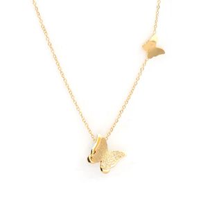 Mode Edelstahl Halskette Gold Schmetterling Tier Halsketten für Frauen Mädchen Freund Schmuck Geschenk 40cm - 39,5cm lang, 1PC