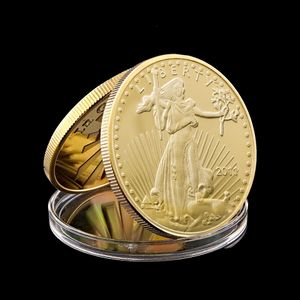 The Freedom In God We Trust Liberty Souvenir Craft OZ K Real Gold Plated Badge USA Eagle Coin