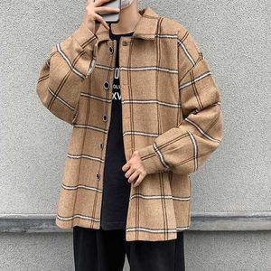 2020 Winter Mens Jackets and Coats Plaid Jacket for Men Fashion Clothes Korean Style Streetwear Turn- Down Collar Windbreaker