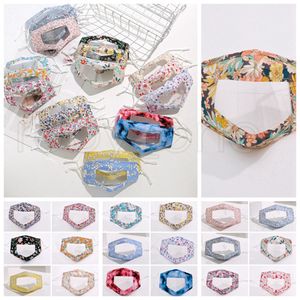 Deaf-mute Transparent Face Mask Washable Reusable Floral Printing Masks Anti Dust Antifog Earloop Clear Lip PVC Mask 19styles RRA3452