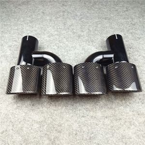 1 Pair Glossy Black Stainless Steel Exhaust Muffler Tips H Style Oval Shape Exhausts Pipes For Universal