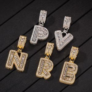 Hip Hop Men 26 Letter Tennis Chain With Pendant Necklace 18K Gold Plated Cuban Link Rostfritt stål Kvinnor 2020 Body Jewelry Custom Name