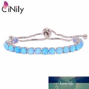 Bangle Cinily Created Blue White Fire Opal Verzilverd Groothandel Mode sieraden voor Vrouwen Gift Verstelbare Armband OS592 Fabrieksprijs Design