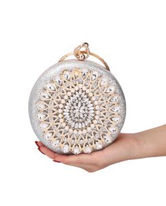 Nuove pochette da sposa a forma rotonda fiori portafogli borse a tracolla in pavone con borsa in metallo di lusso Mn1531