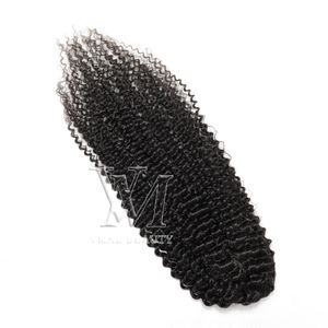 Peruvian VMAe 10 till 26 tum 100g 120g Naturlig svart kinky Curly Penytail Elastiska Slipsar Drawstring Virgin Human Hair Drawstring