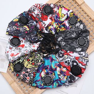 Halloween Skull camouflage printed Fashion Face Mask Anti-Dust Earloop with Breathing Valve Adjustable Reusable Mouth Masks Protective Mask