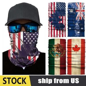 USA Stock Flagga Mode Trendig Magic Bandana Multifunktionell Flagg Skriv ut Ridning Ansiktsmask Kausal Män Turban Kvinnor Utomhus Scarf FY7137