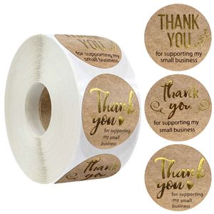 Kraft Paper Thank You For Supporting My Small Business Stickers Label Christmas Gift Bag Decoration 500pcs Roll 1inch