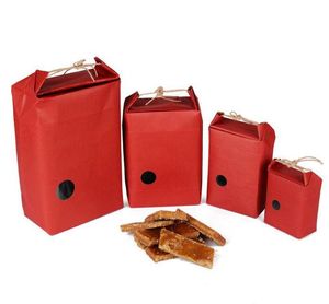 赤いクラフトペーパーライス包装袋茶包装段ボール紙袋/結婚式クラフト紙袋食品収納スタンディングパッキングバッグSN1646