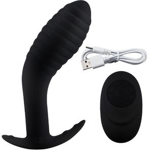 Remote Control vibratório Prostate Massager Homens Plug Anal impermeáveis ​​10 padrões de estimulação anal Vibradores de silicone Sex Toys J1617