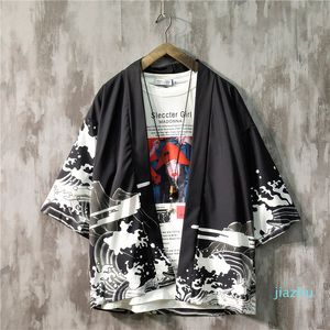 Hot Sale Mens Kimono Japanska Kläder Streetwear Casual Kimonos Sommar Höst Jackor Harajuku Japan Style Cardigan Outwear För Män