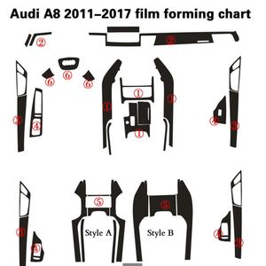 Araba Styling 3D 5D Karbon Fiber Araç İç Merkez Konsolu Renk Değişikliği Kalıp Çıkartma Audi A8 D4 2011-2017224Q