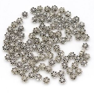500pcs тибетский серебряный Spacer Цветочные бусины металлические для изготовления ювелирных изделий Diy браслет ожерелье аксессуары 6x4mm