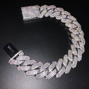 Hiphop 3rows Iced out cuban link bracelet for men