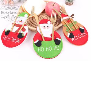 12pcs xmas bestick cover set party favorise bord dusch fest dekoration leveranser santa kniv och gaffeltäcke semester inställning idéer