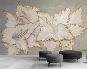 3D壁紙美しい救済の三次元マグノリア花のリビングルームの寝室の壁の覆いHDの壁紙