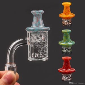 Newest 25mm Beveled edge quartz banger with spinning carb cap 10mm 14mm 18mm Male Female Domeless Nail 4mm banger for dab rig bong K5603