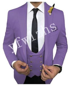 Bonito One Button Groomsmen pico lapela do noivo smoking Homens ternos de casamento / Prom / Jantar melhor homem Blazer (jaqueta + calça + gravata + Vest) W387