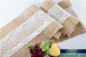 Wholesale natural table runners for sale - Group buy Burlap Lace Hessian Table Runner Rustic Natural Jute Country Wedding Party Dining Table Decoration Wedding Accessories SN530