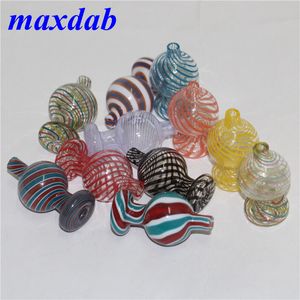 Smoking Stripe Glass Bubble Carb Caps With over 10 Kind Colors carbs Cap Suit for XL Quartz Banger Nails beaker Bongs Dab Rigs silicone hand pipe water bong