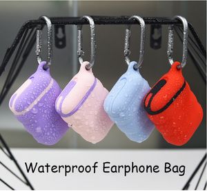 Wholesale airpods case cover resale online - Waterproof Bag Cover For Airpods Case Wireless Bluetooth Earphone Soft Silicone With Hook Cover For Airpods Case Headset Funda
