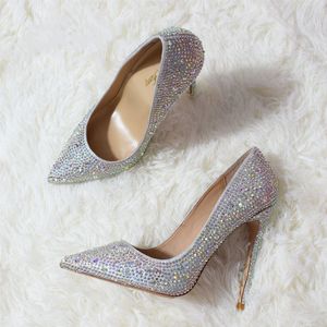 Bombas frete grátis mulheres moda bombas toe pontas saltos de cristal sapatos altos stiletto Rhinestone finos saltos senhoras sapatos de noiva