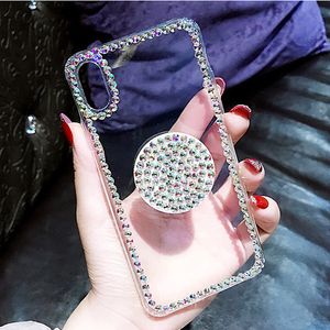 3D Diamond Glitter Bring support Case For iPhone 13 12 11 Pro MAX XR XS Max Clear Bling Back Cover For iPhone 12 Pro MAX 7 8 Plus Coque