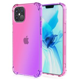 Capas de telefone móvel para iPhone 15 Pro Max 14 Plus 13 Mini 12 11 Almofada de ar Gradiente Colorido Claro Transparente Borracha Macia TPU Capa de Silicone