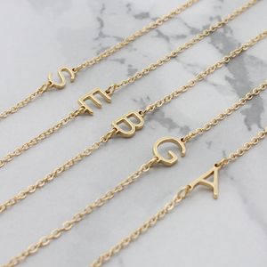 New Titanium Aço Colar 26 Inglês Alfabeto Pingentes Encantos letra inicial colar para Chains Mulheres clavícula pingente Boho Jóias