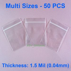 Multi Taglie 50 PCS 1.5 Mil Poly Zipper Bags Poll (da 1,5 a 9.4 