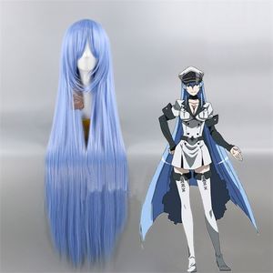 Akame GA Kill Esdeath Cosplay Wig 100cm Niebieskie długie proste włosy 311x